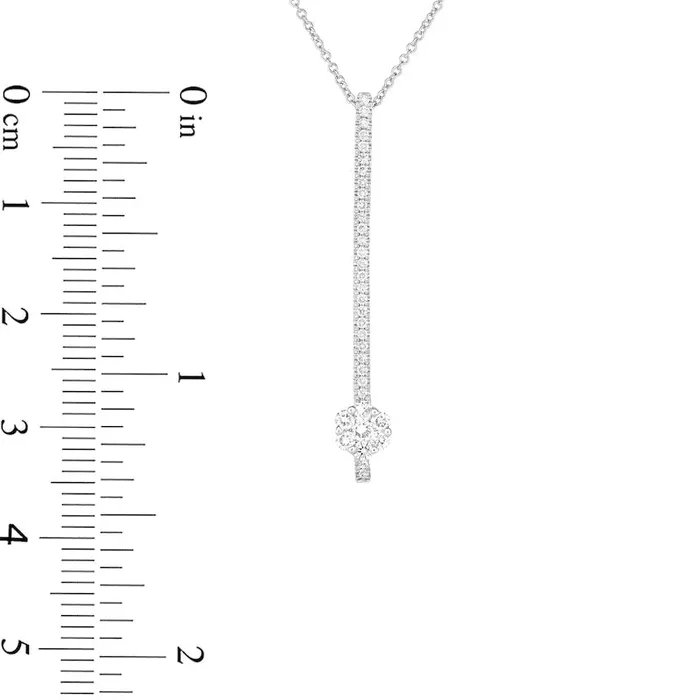 Necklaces 025 CT TW Natural Diamond Vertical Bar with Composite Flower Pendant in 10K White Gold Goldia Necklaces 025 CT TW Natural Diamond Vertical Bar with Composite Flower Pendant in 10K White Gold Goldia