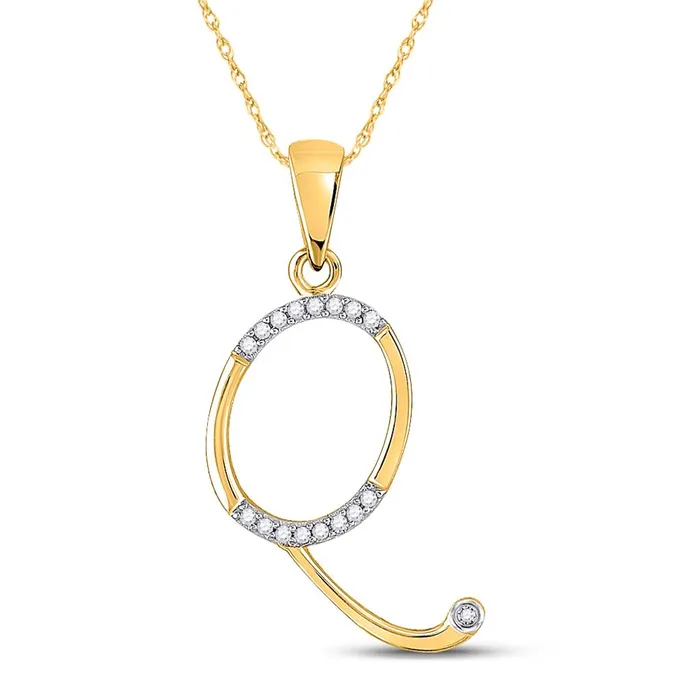 Necklaces 10k Yellow Gold Round Diamond Initial Q Letter Pendant 112 Cttw gndatlanta Necklaces 10k Yellow Gold Round Diamond Initial Q Letter Pendant 112 Cttw gndatlanta