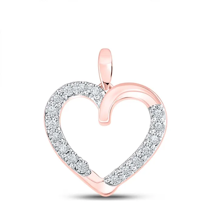 Necklaces 14k Rose Gold Round Diamond Heart Pendant 120 Cttw gndatlanta