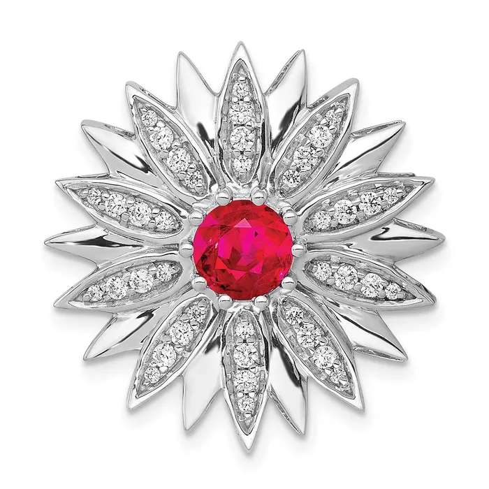 Necklaces 14k White Gold 38ct Real Diamond and Ruby Flower Chain Slide Goldia Necklaces 14k White Gold 38ct Real Diamond and Ruby Flower Chain Slide Goldia