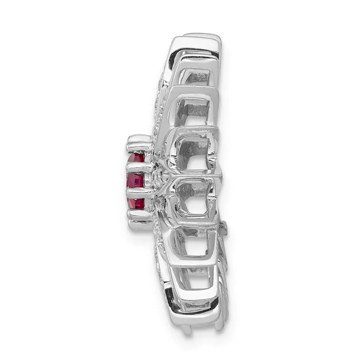 Necklaces 14k White Gold 38ct Real Diamond and Ruby Flower Chain Slide Goldia