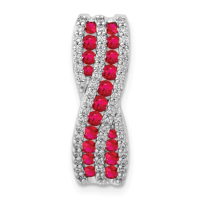 Necklaces 14k White Gold Real Diamond and Ruby Fancy Twisted Chain Slide Goldia Necklaces 14k White Gold Real Diamond and Ruby Fancy Twisted Chain Slide Goldia