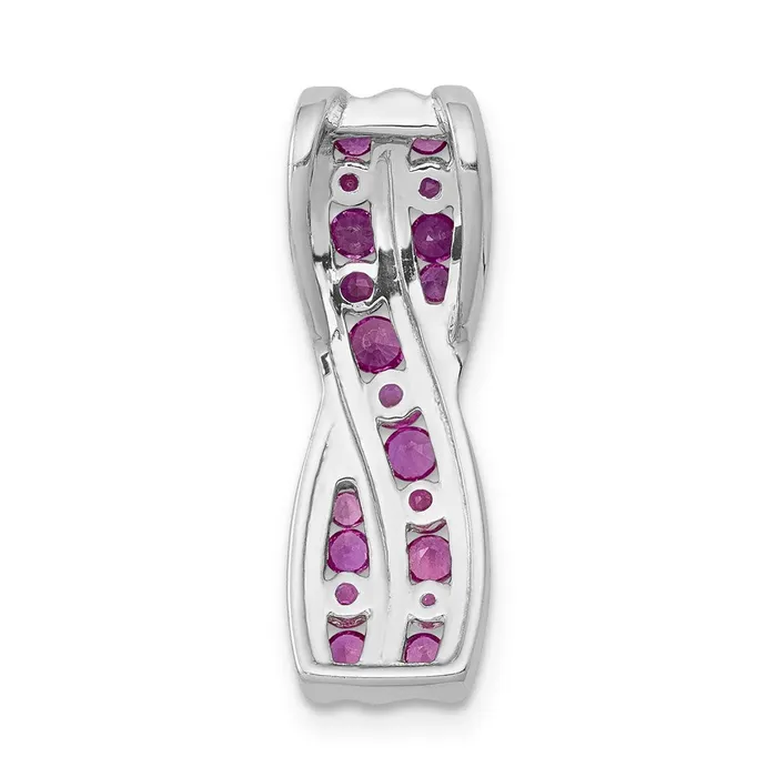 Necklaces 14k White Gold Real Diamond and Ruby Fancy Twisted Chain Slide Goldia