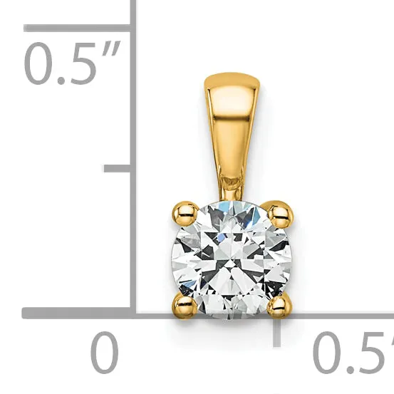 Necklaces 14k Yellow Gold 12 Ct Certified Lab Grown Diamond VSSI G Round Four Prong Pendant Goldia