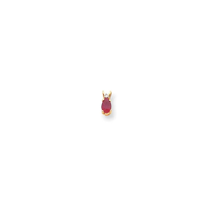 Necklaces 14K Yellow Gold 6x4mm Pear Ruby AA Real Diamond pendant Goldia