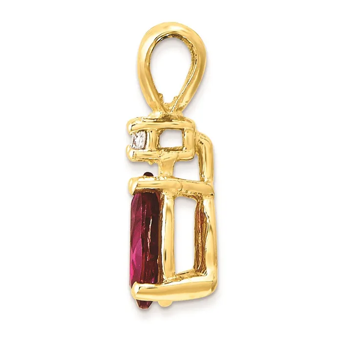 Necklaces 14K Yellow Gold 6x4mm Pear Ruby AA Real Diamond pendant Goldia