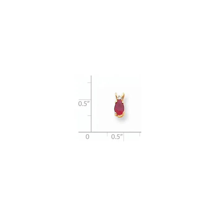 Necklaces 14K Yellow Gold 6x4mm Pear Ruby AA Real Diamond pendant Goldia