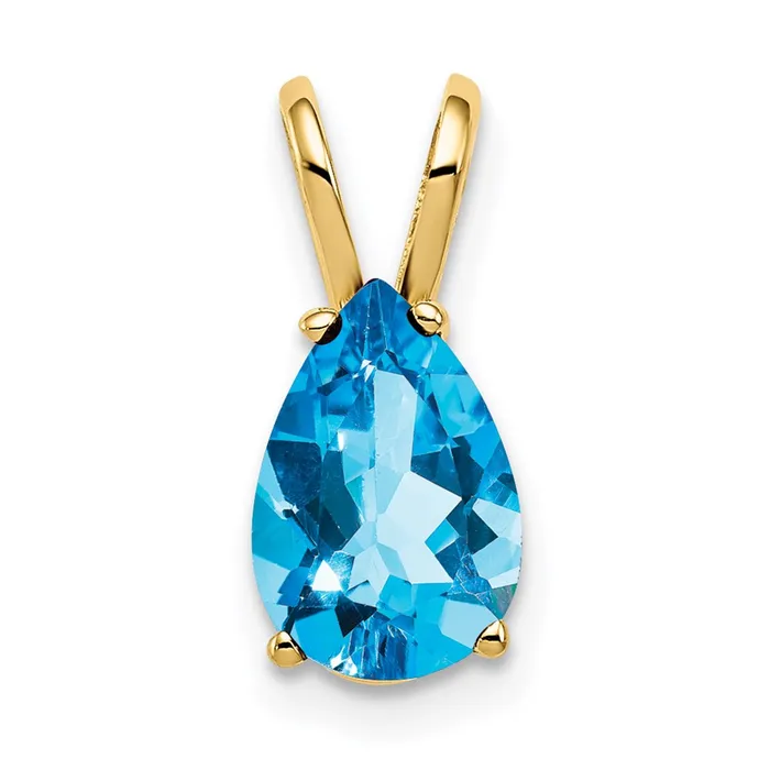 Necklaces 14K Yellow Gold Blue Topaz pendant Goldia