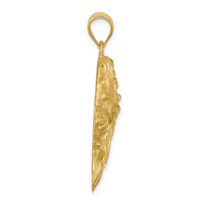 Necklaces 14k Yellow Gold Brushed Diamondcut Lion Head Pendant Goldia