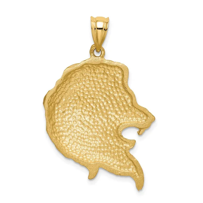 Necklaces 14k Yellow Gold Brushed Diamondcut Lion Head Pendant Goldia