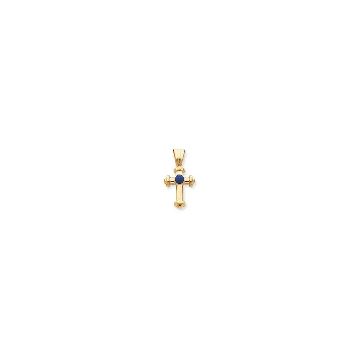 Necklaces 14k Yellow Gold Lapis Cabochon Cross Pendant Goldia