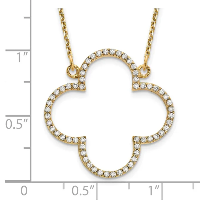 Necklaces 14K Yellow Gold Medium Real Diamond Quatrefoil Design Necklace Goldia