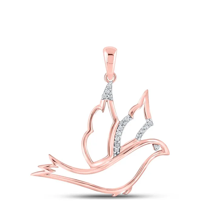 Necklaces gndatlanta 10k Rose Gold Round Diamond Animal Dove Bird Pendant 120 Cttw Necklaces gndatlanta 10k Rose Gold Round Diamond Animal Dove Bird Pendant 120 Cttw