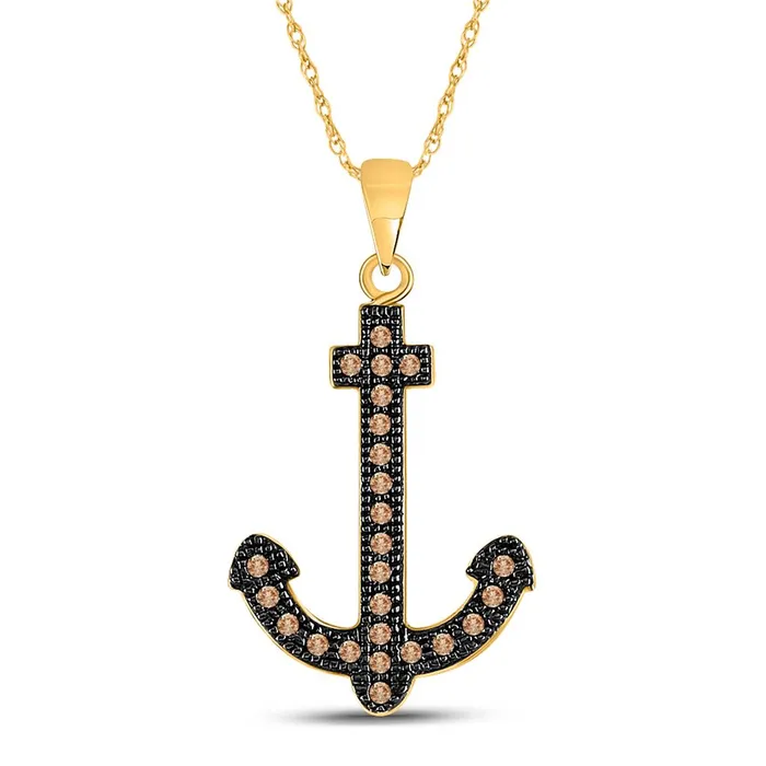 Necklaces gndatlanta 10k Yellow Gold Brown Diamond Anchor Pendant 15 Cttw Necklaces gndatlanta 10k Yellow Gold Brown Diamond Anchor Pendant 15 Cttw
