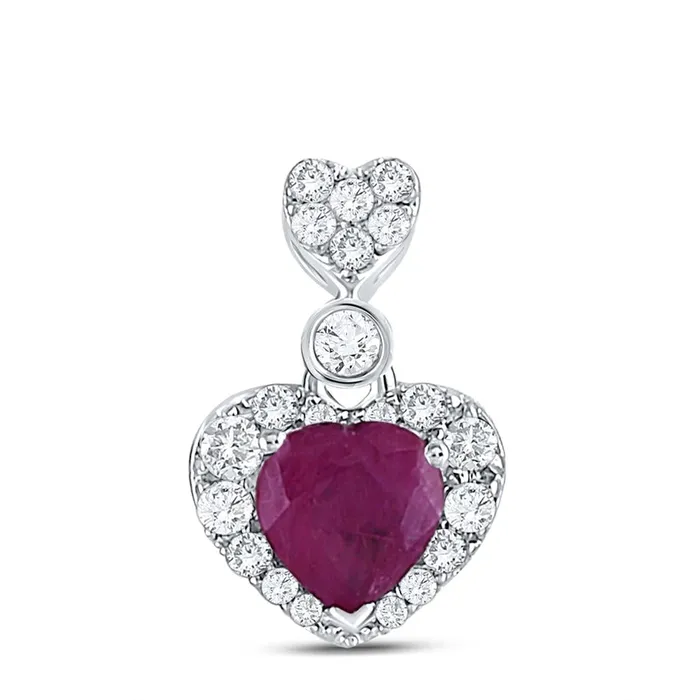 Necklaces gndatlanta 14k White Gold Heart Ruby Diamond Fashion Pendant 38 Cttw Necklaces gndatlanta 14k White Gold Heart Ruby Diamond Fashion Pendant 38 Cttw
