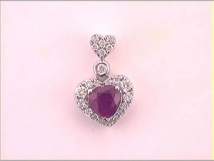 Necklaces gndatlanta 14k White Gold Heart Ruby Diamond Fashion Pendant 38 Cttw