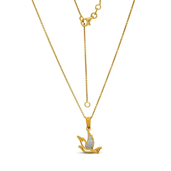 Necklaces Goldia 005 CT TW Natural Diamond Flying Dove Cutout Pendant in Sterling Silver with 14K Gold Plate Necklaces Goldia 005 CT TW Natural Diamond Flying Dove Cutout Pendant in Sterling Silver with 14K Gold Plate
