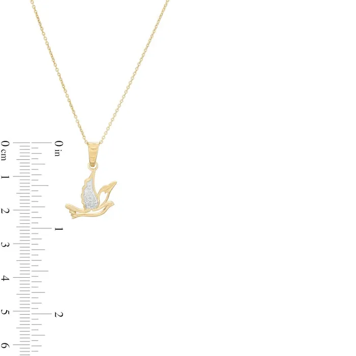 Necklaces Goldia 005 CT TW Natural Diamond Flying Dove Cutout Pendant in Sterling Silver with 14K Gold Plate Necklaces Goldia 005 CT TW Natural Diamond Flying Dove Cutout Pendant in Sterling Silver with 14K Gold Plate
