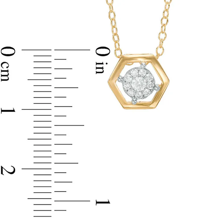 Necklaces Goldia 017 CT TW Natural Diamond Hexagonal Frame Pendant in 10K Yellow Gold Necklaces Goldia 017 CT TW Natural Diamond Hexagonal Frame Pendant in 10K Yellow Gold