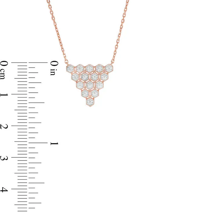 Necklaces Goldia 017 CT TW Natural Diamond Honeycomb Triangle Antique Vintage Style Necklace in 10K Rose Gold Necklaces Goldia 017 CT TW Natural Diamond Honeycomb Triangle Antique Vintage Style Necklace in 10K Rose Gold