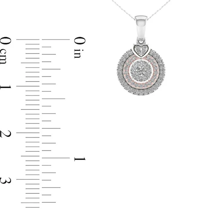Necklaces Goldia 025 CT TW Composite Natural Diamond Double Circle Frame Heart Pendant in 10K TwoTone Gold Necklaces Goldia 025 CT TW Composite Natural Diamond Double Circle Frame Heart Pendant in 10K TwoTone Gold