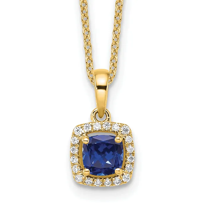 Necklaces Goldia 10k Yellow Gold 110 Ct Lab Grown Diamond VSSI G and Created Sapphire 18 inch Pendant Necklace Necklaces Goldia 10k Yellow Gold 110 Ct Lab Grown Diamond VSSI G and Created Sapphire 18 inch Pendant Necklace