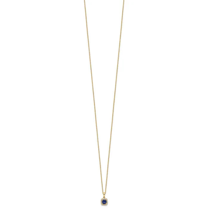 Necklaces Goldia 10k Yellow Gold 110 Ct Lab Grown Diamond VSSI G and Created Sapphire 18 inch Pendant Necklace