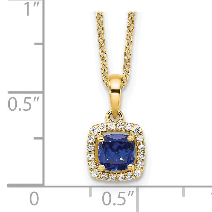 Necklaces Goldia 10k Yellow Gold 110 Ct Lab Grown Diamond VSSI G and Created Sapphire 18 inch Pendant Necklace
