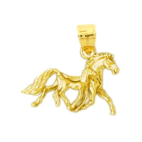 Necklaces Goldia 14K Gold 3D Horse Stallion and Calf Pendant