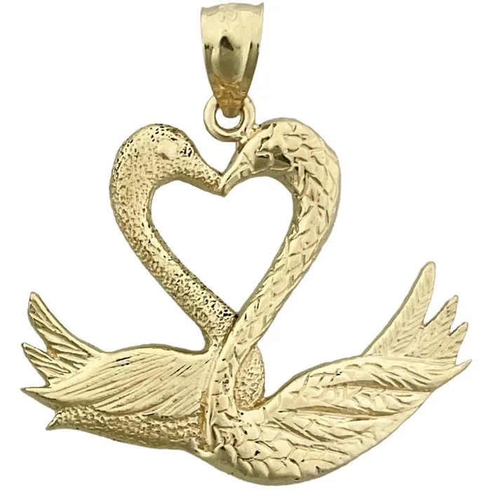Necklaces Goldia 14K Gold Two Swans Forming A Heart Pendant