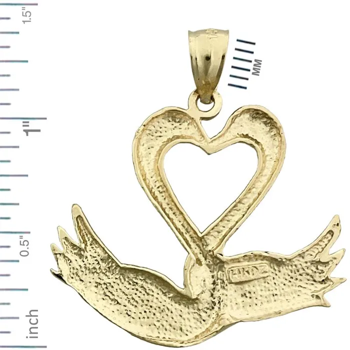 Necklaces Goldia 14K Gold Two Swans Forming A Heart Pendant