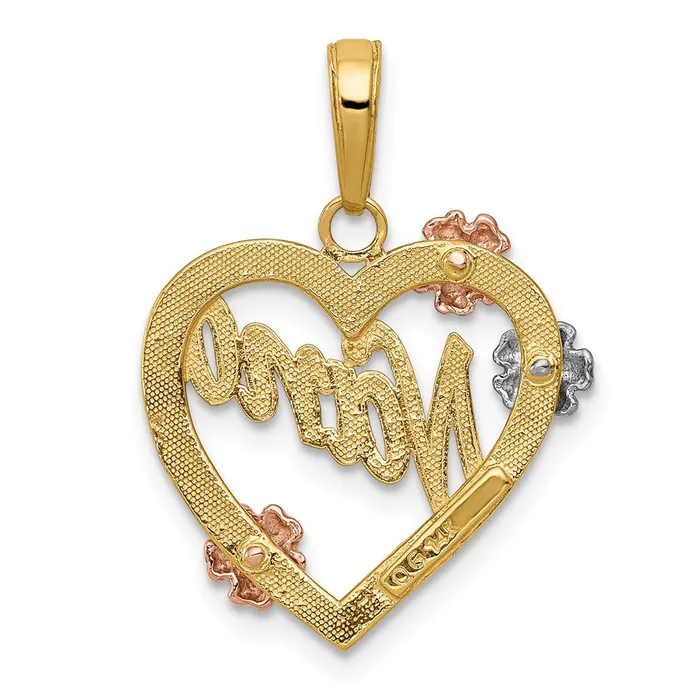 Necklaces Goldia 14k TriColor Gold NANA in Heart with Flowers Pendant