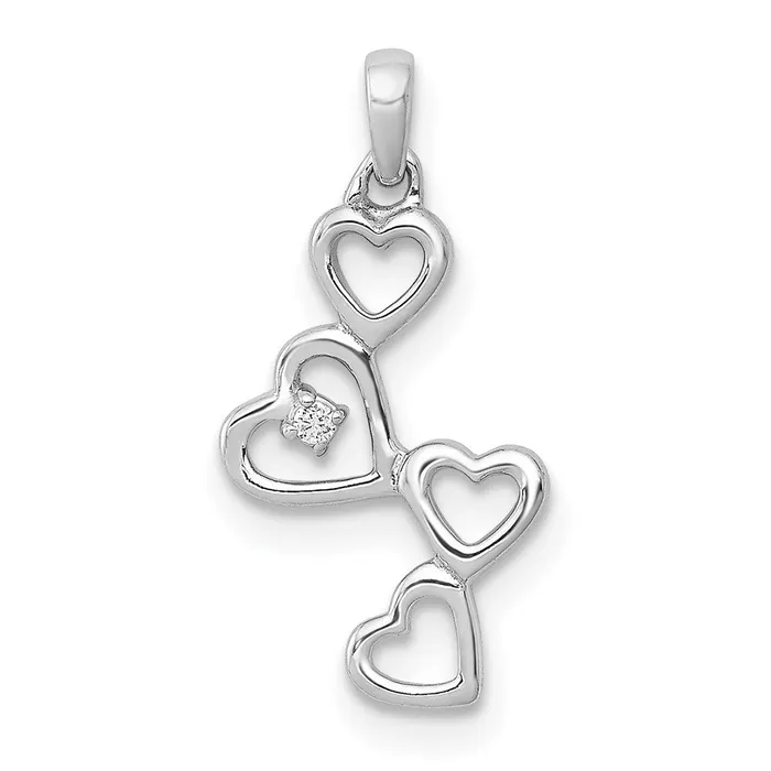 Necklaces Goldia 14k White Gold 01ct Real Diamond Four Hearts Pendant