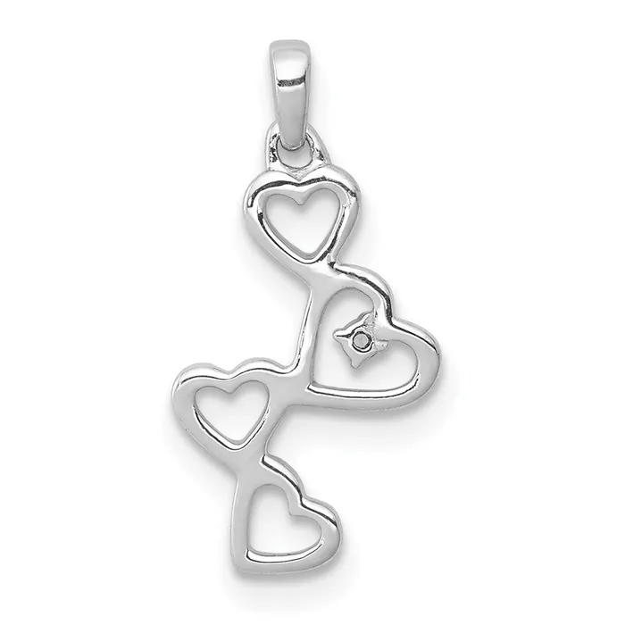 Necklaces Goldia 14k White Gold 01ct Real Diamond Four Hearts Pendant