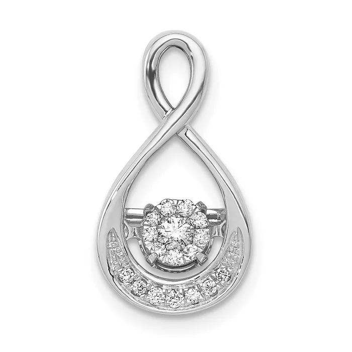 Necklaces Goldia 14k White Gold 110ct Vibrant Moving Real Diamond Teardrop Chain Slide Pendant