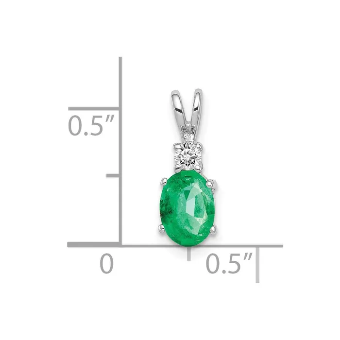 Necklaces Goldia 14k White Gold 7x5mm Oval Emerald AAA Real Diamond pendant