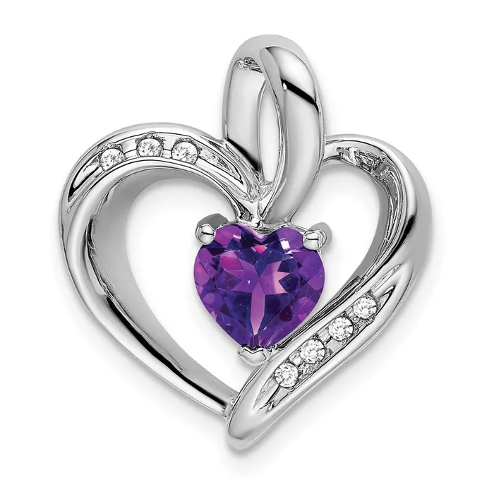 Necklaces Goldia 14K White Gold Amethyst and Real Diamond Heart Pendant