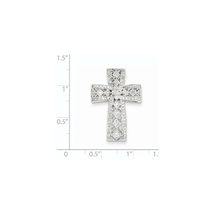 Necklaces Goldia 14k White Gold Diamond Filigree Cross Pendant