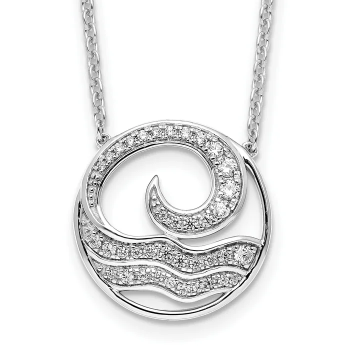 Necklaces Goldia 14K White Gold Lab Grown VSSI G Diamond Ocean in Circle Necklace Necklaces Goldia 14K White Gold Lab Grown VSSI G Diamond Ocean in Circle Necklace
