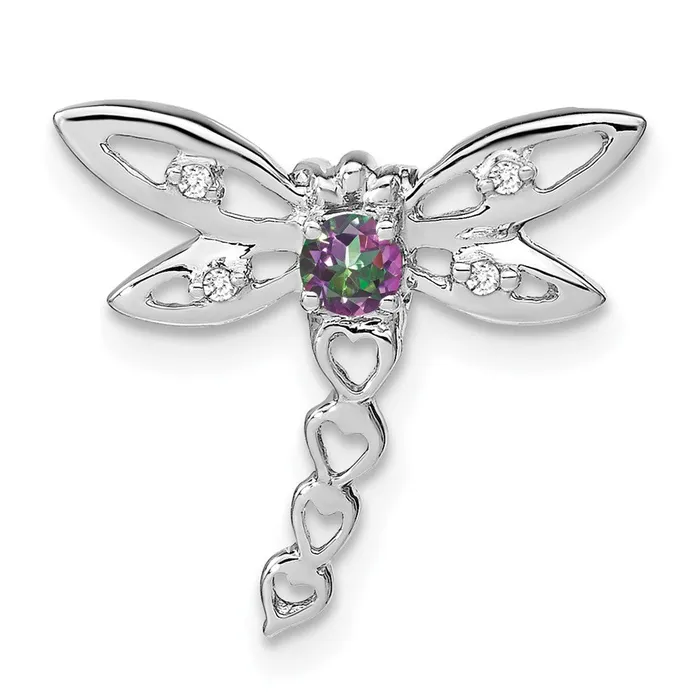 Necklaces Goldia 14k White Gold Mystic Fire Topaz and Real Diamond Dragonfly Chain Slide Necklaces Goldia 14k White Gold Mystic Fire Topaz and Real Diamond Dragonfly Chain Slide