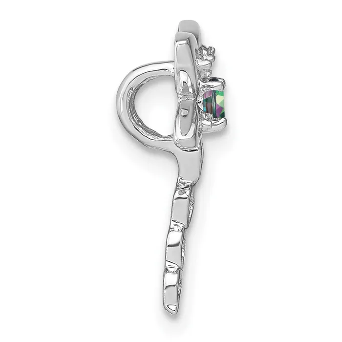 Necklaces Goldia 14k White Gold Mystic Fire Topaz and Real Diamond Dragonfly Chain Slide
