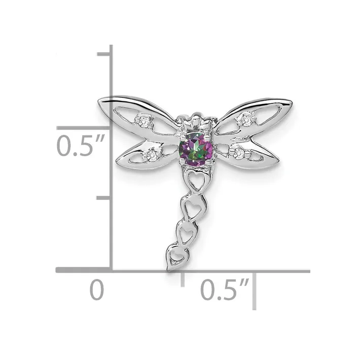 Necklaces Goldia 14k White Gold Mystic Fire Topaz and Real Diamond Dragonfly Chain Slide