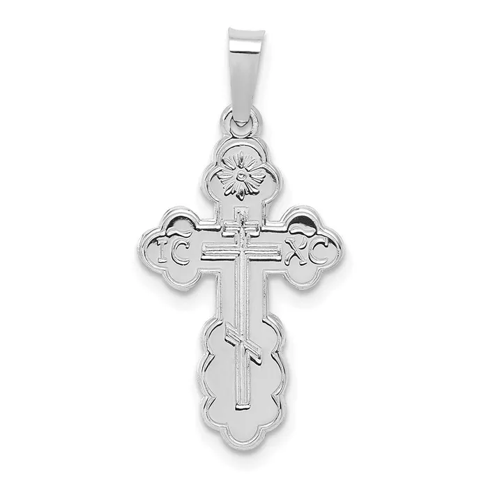 Necklaces Goldia 14k White Gold Polished Eastern Orthodox Solid Cross Pendant Necklaces Goldia 14k White Gold Polished Eastern Orthodox Solid Cross Pendant