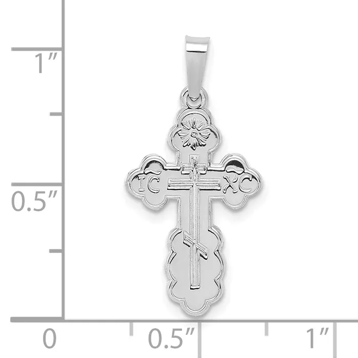 Necklaces Goldia 14k White Gold Polished Eastern Orthodox Solid Cross Pendant