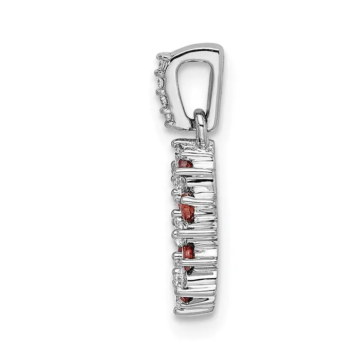 Necklaces Goldia 14k White Gold Real Diamond and 08 Garnet Fancy Circle Pendant