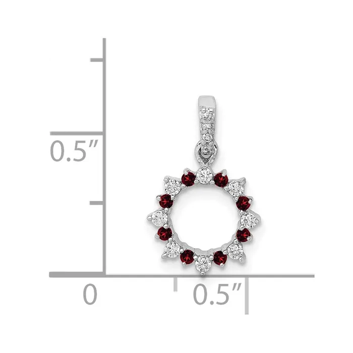 Necklaces Goldia 14k White Gold Real Diamond and 08 Garnet Fancy Circle Pendant