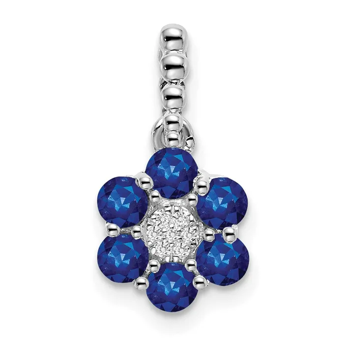 Necklaces Goldia 14k White Gold Sapphire and Real Diamond Floral Pendant