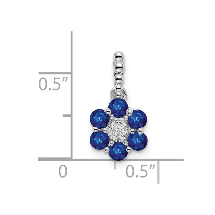 Necklaces Goldia 14k White Gold Sapphire and Real Diamond Floral Pendant