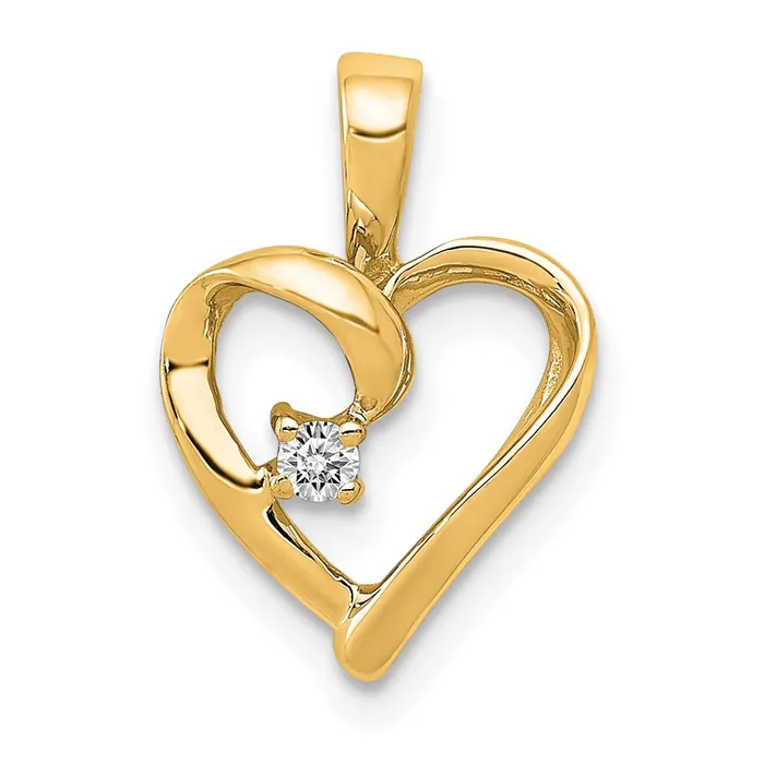 Necklaces Goldia 14K Yellow Gold AA 02ct Real Diamond Heart Pendant