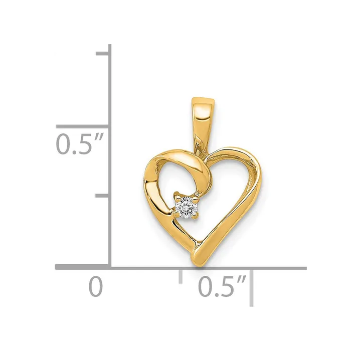 Necklaces Goldia 14K Yellow Gold AA 02ct Real Diamond Heart Pendant